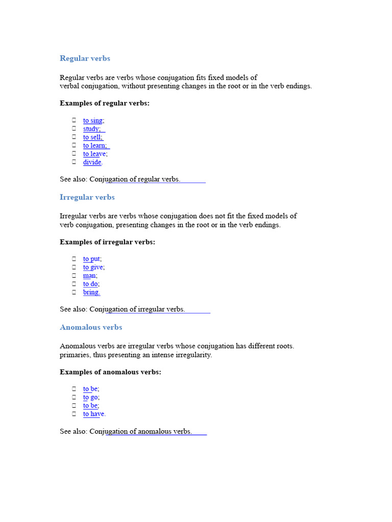 Types of Verbs Explained | PDF | Verb | Grammatical Conjugation