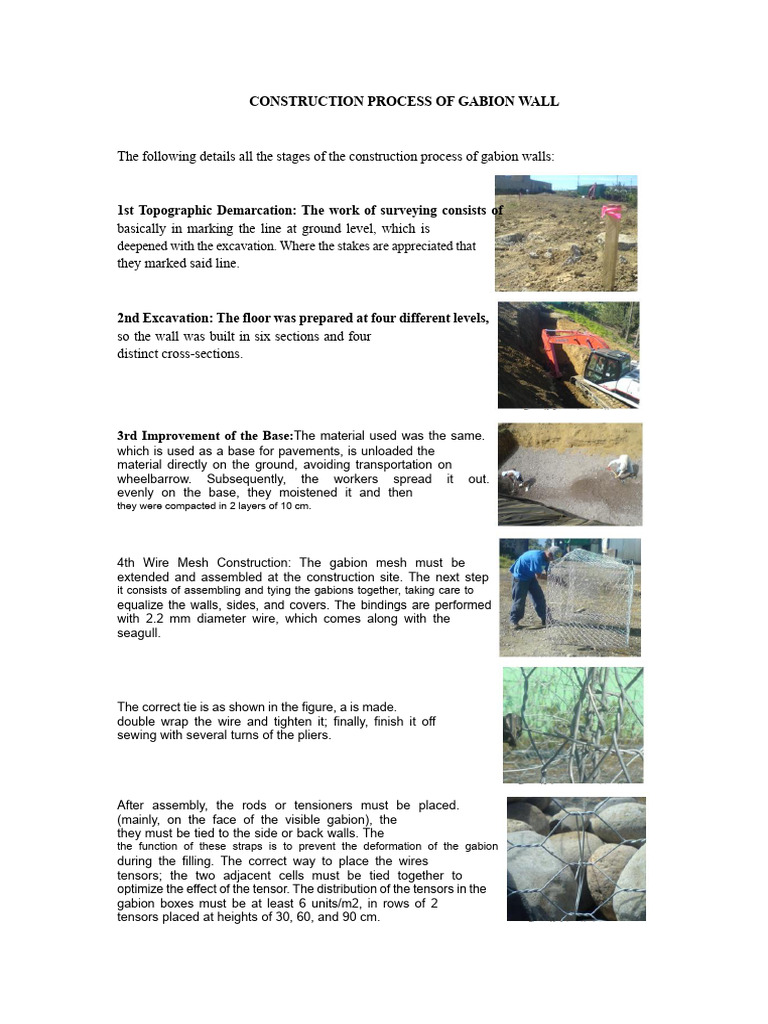 Gabion Wall Construction Process Guide | PDF