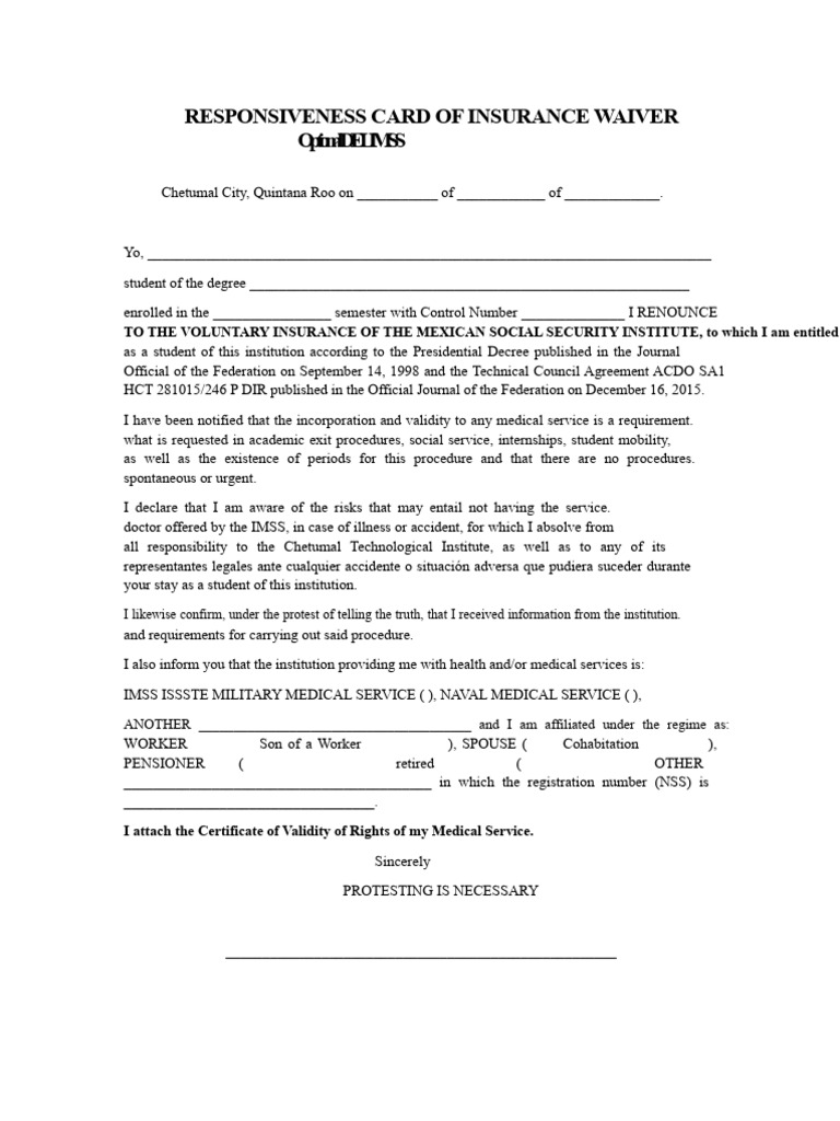 Student Insurance Waiver Form | PDF