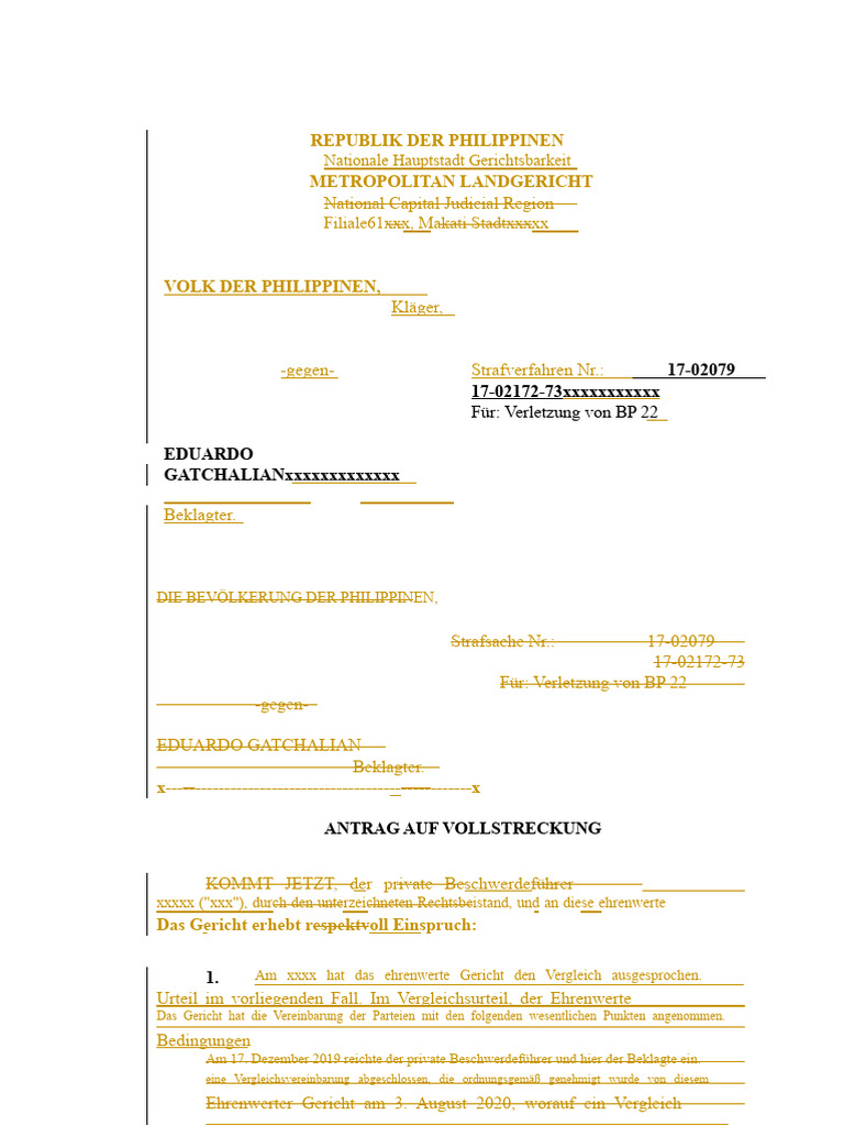 Musterantrag Auf Vollstreckung | PDF