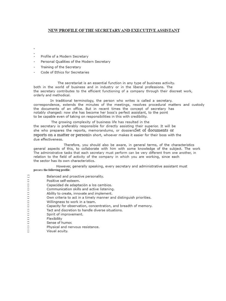 Modern Secretary Role and Skills Guide | PDF | Confidentiality ...