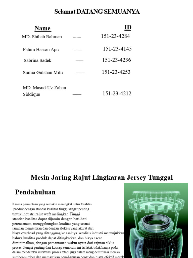 Mesin Rajut Jersey Tunggal: Panduan Lengkap | PDF