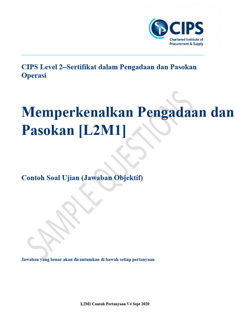 Contoh Soal Sertifikat CIPS Level 2 | PDF