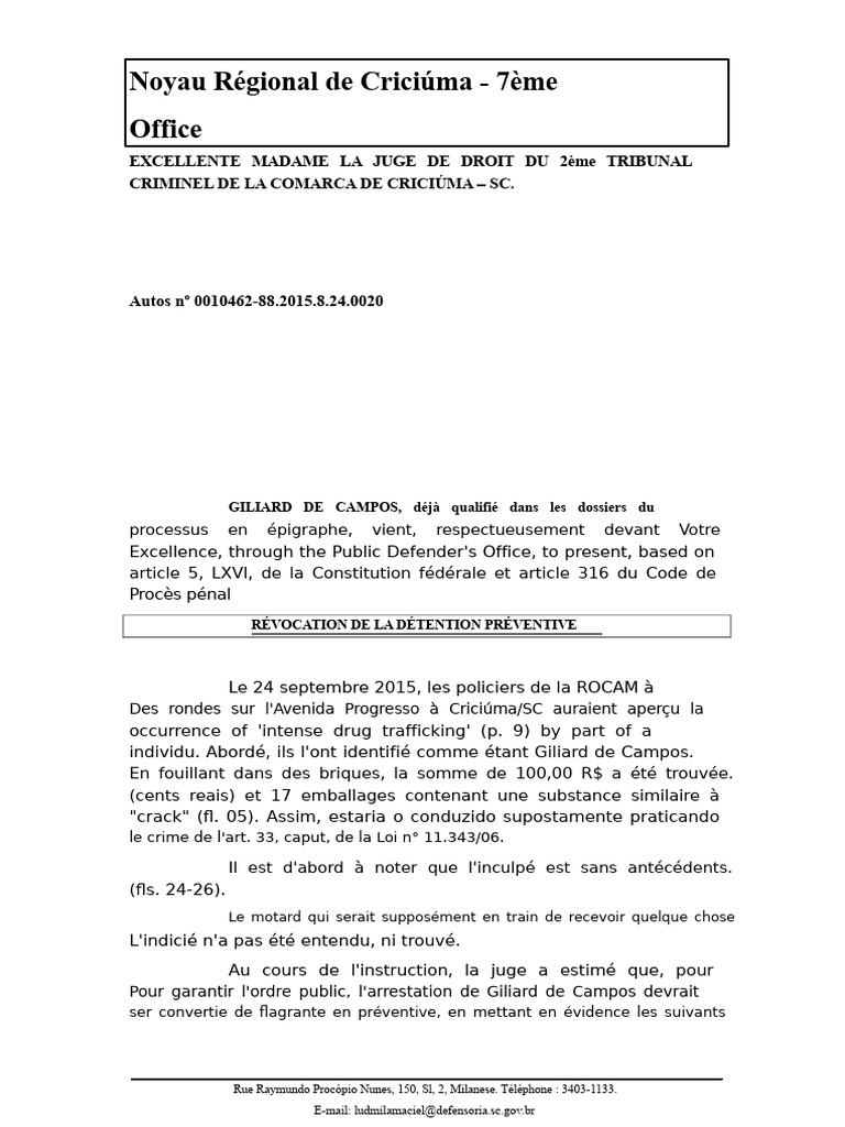 Révocation de la détention préventive | PDF | Crimes | Crime et violence