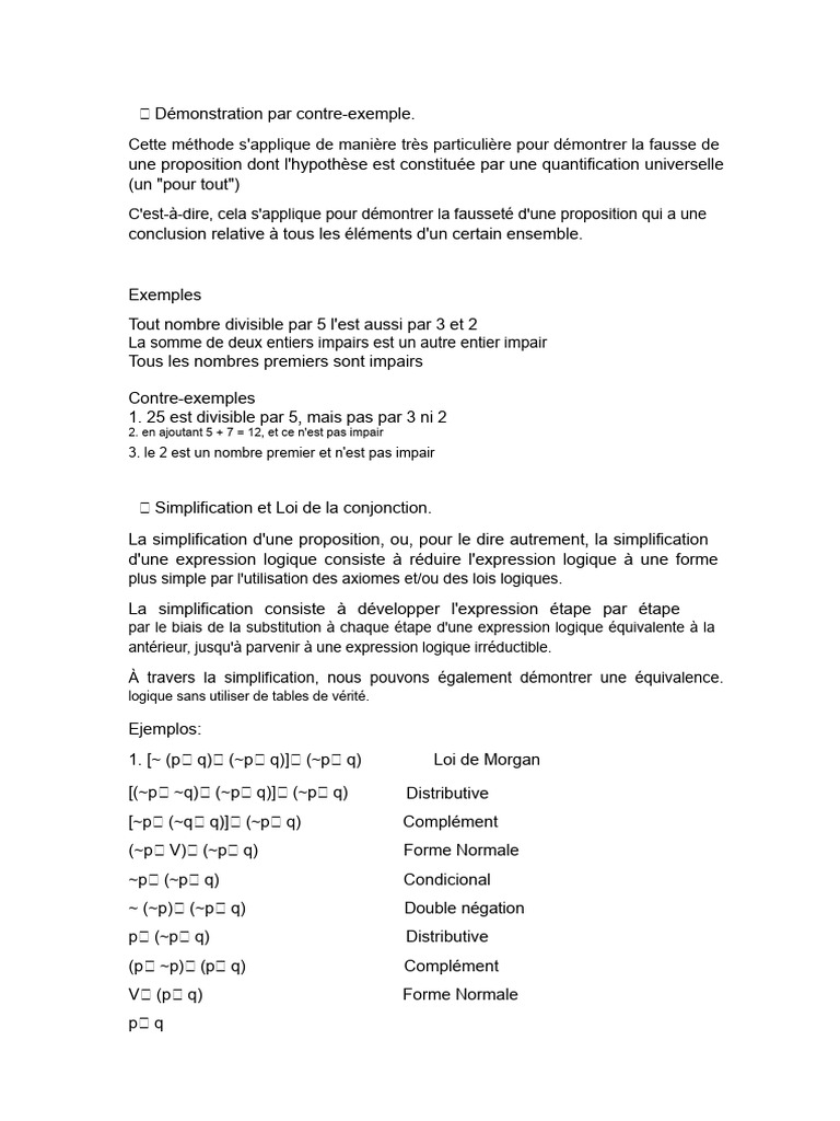 Contre-exemples et simplification logique | PDF | Logique mathématique ...