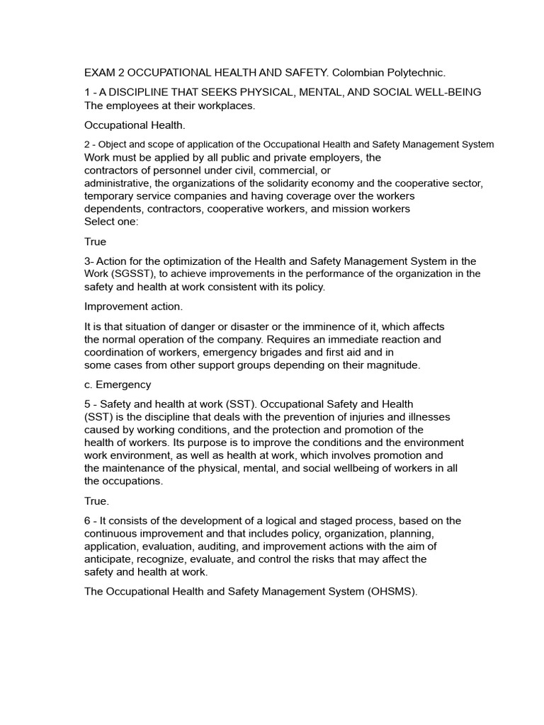 Occupational Health and Safety Overview | PDF | Occupational Safety And ...