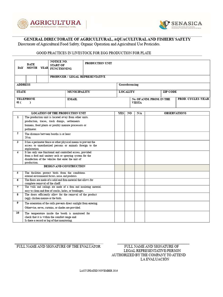 Checklist Egg For Dish 2020 | PDF | Agriculture | Food Safety