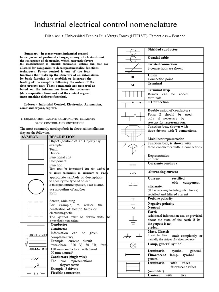Industrial Electrical Control Symbols Guide | PDF | Switch | Electric Motor