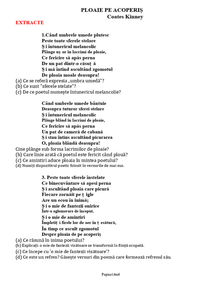 Notes - Ploaie Pe Acoperiș | PDF