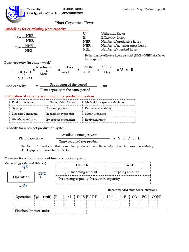 f4 Plant Capacity Form | PDF | Economies
