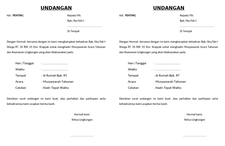 Undangan RT 5 | PDF