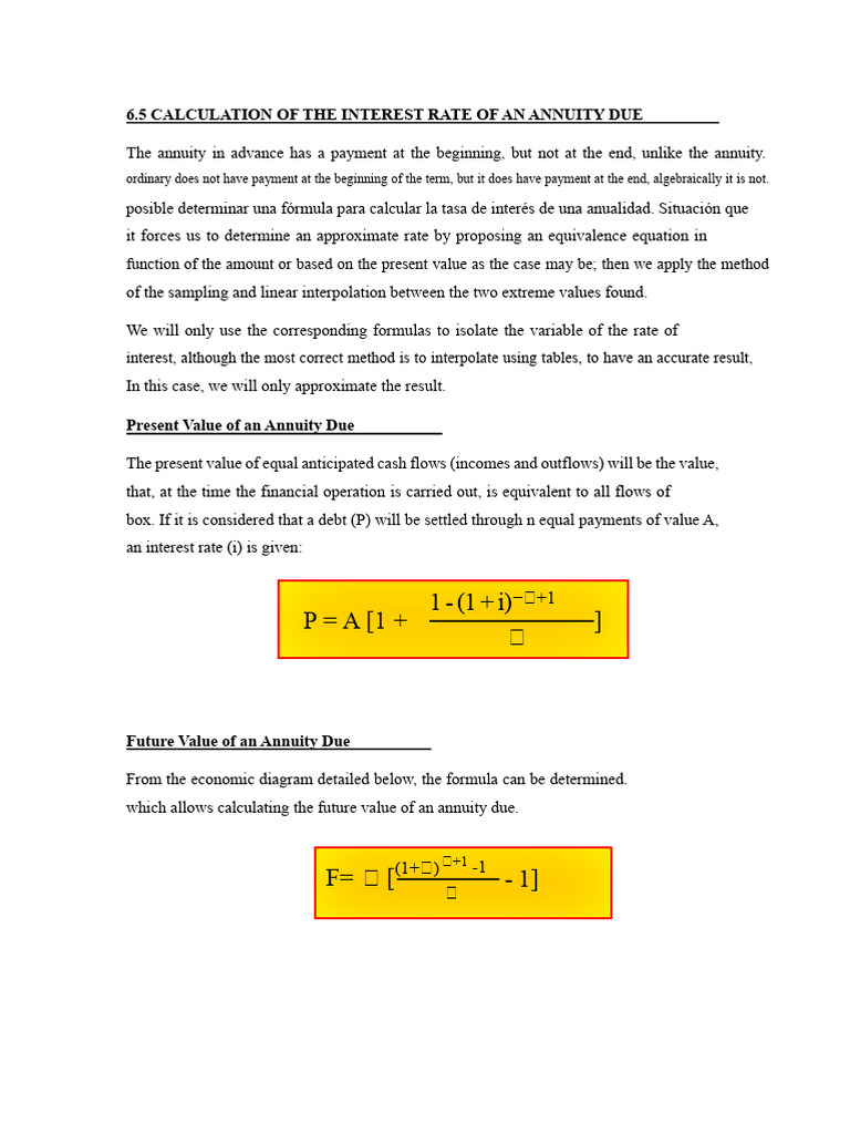 6.5 Calculation of The Interest Rate of An Annuity Due | PDF | Present ...