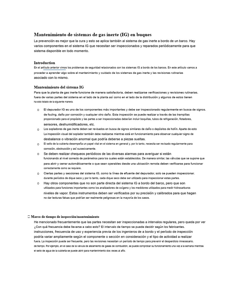 Mantenimiento de Gas Inerte | PDF