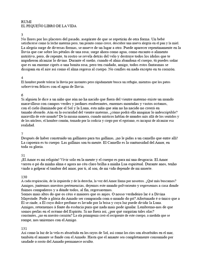 Reflexiones sobre el Amor y la Vida en Rumi | PDF | Amor | Rumi