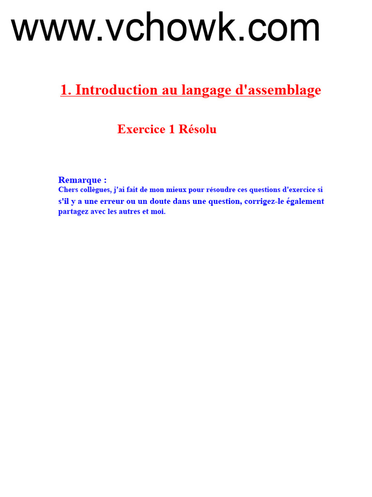 Introduction au langage d'assemblage | PDF | Programme informatique ...