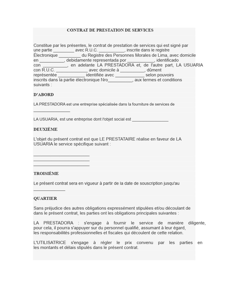 Contrat de Prestation de Services et Location | PDF | Arbitrage | Crédit
