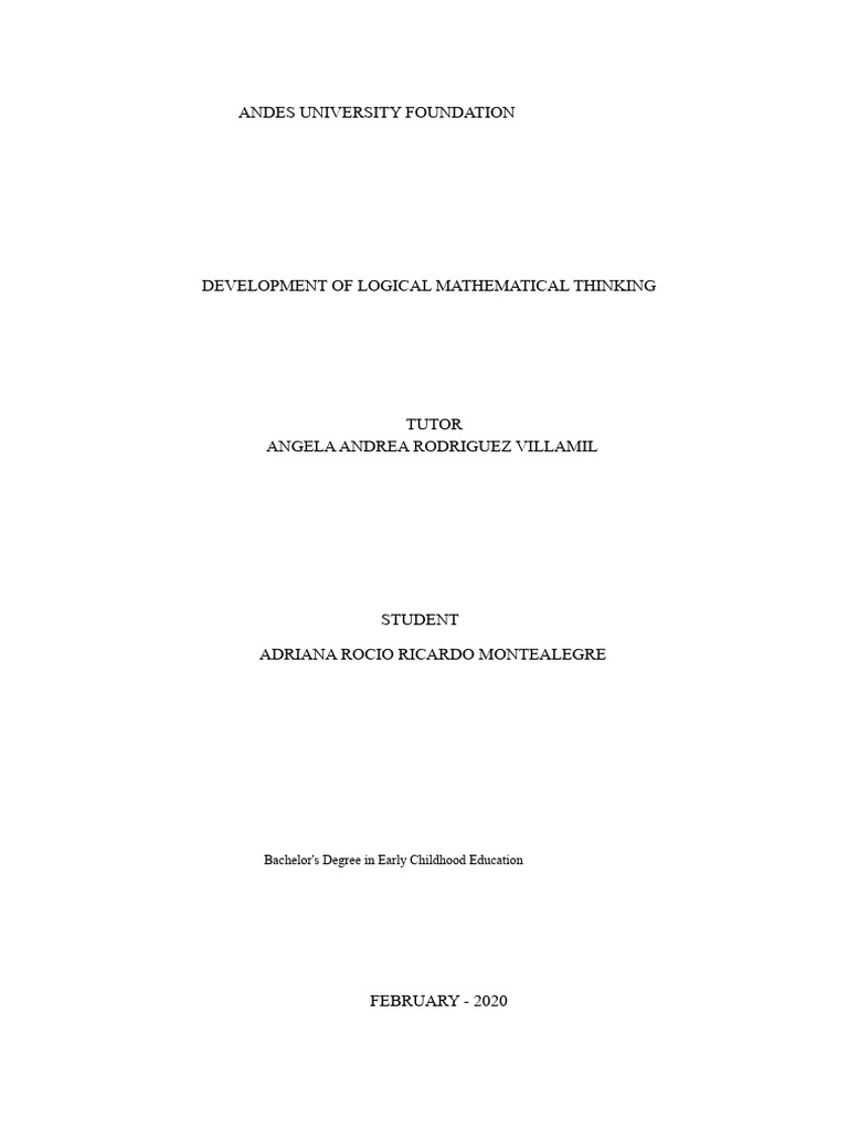 Workshop 1 Development of Logical-Mathematical Thinking | PDF | Thought ...