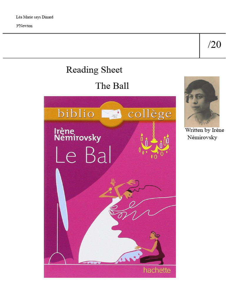 Reading Report Cursive French The Ball | PDF