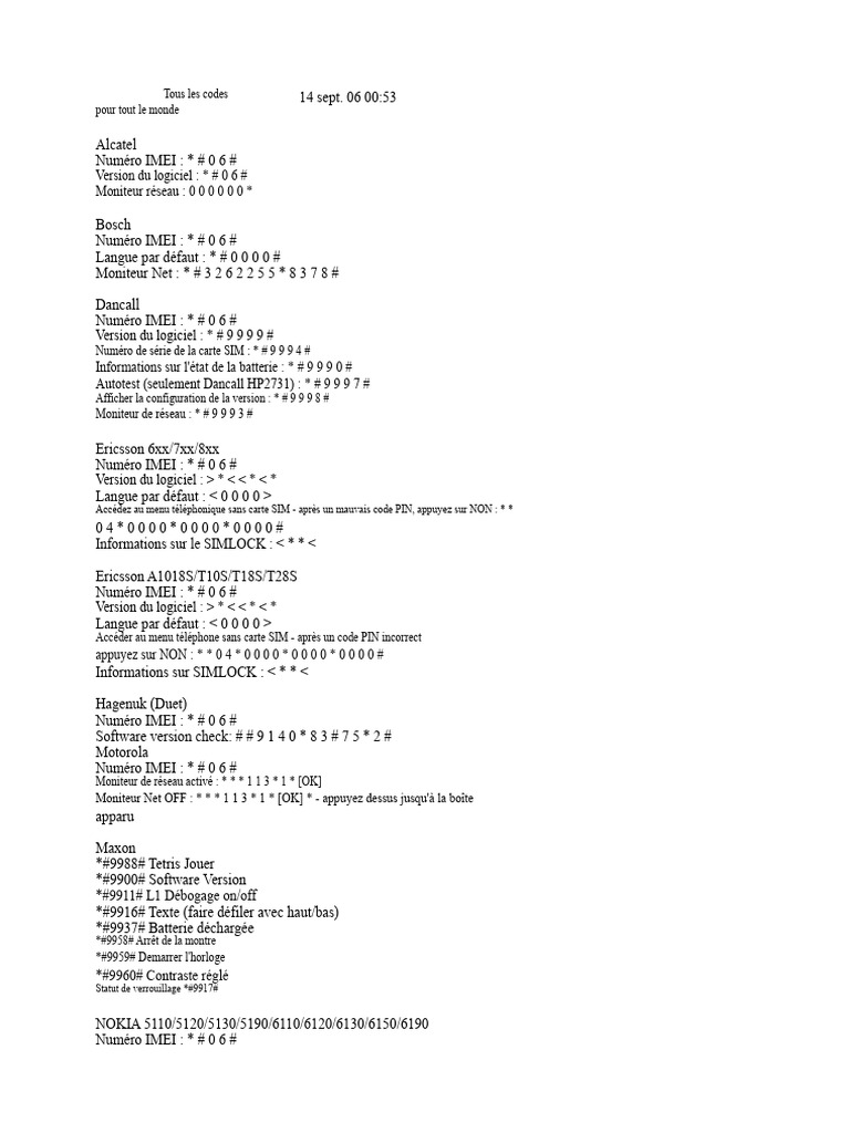 Tous Les Codes Mobiles | PDF | Télécommunications | Informatique