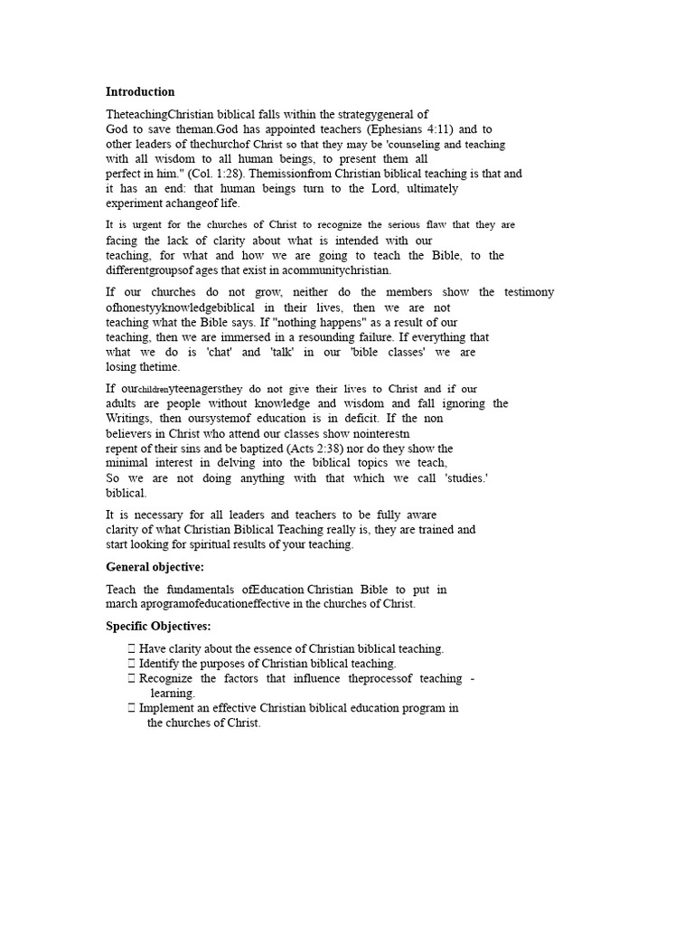 Essentials of Christian Biblical Teaching | PDF | Jesus | Disciple ...