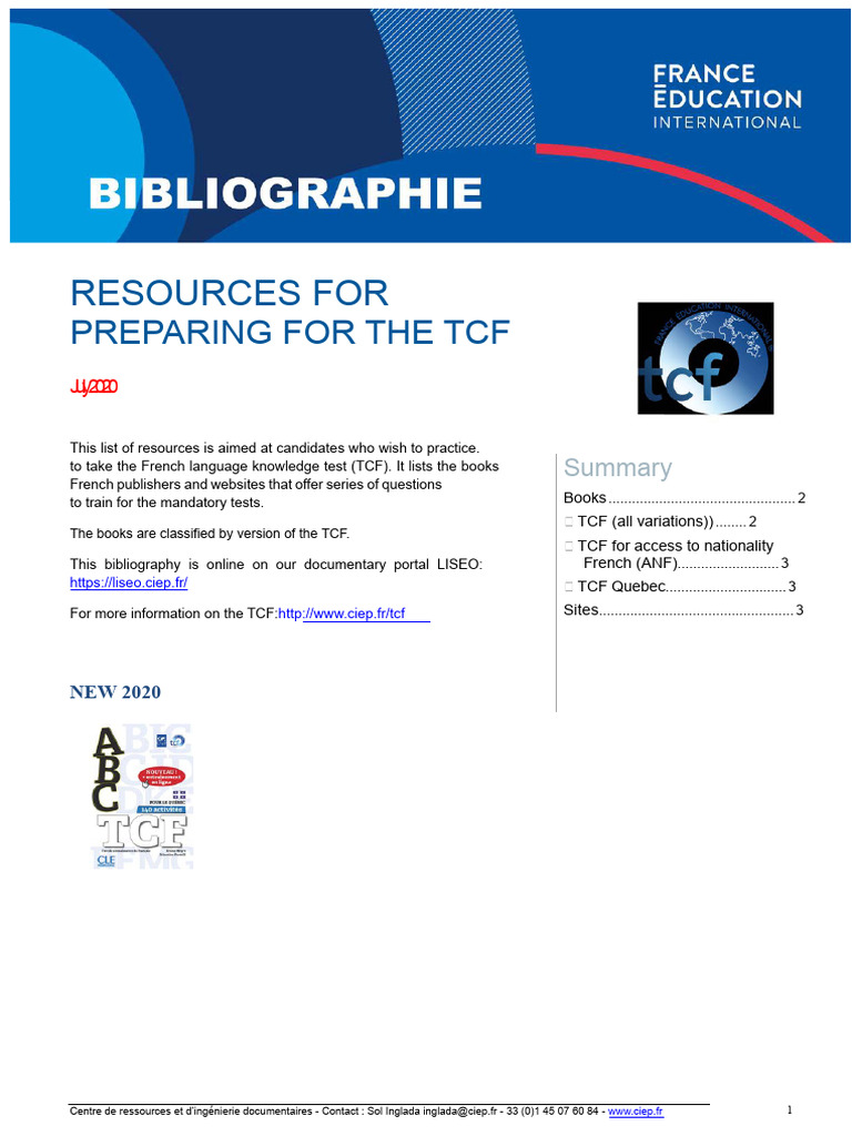 TCF Exam Preparation Resources Guide | PDF | Multilingualism | Learning