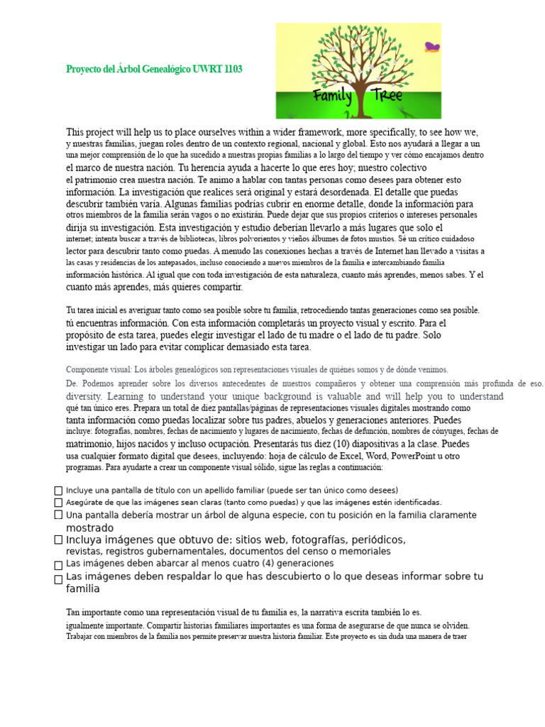 Proyecto de Árbol Genealógico Familiar | PDF | Imagen | Información