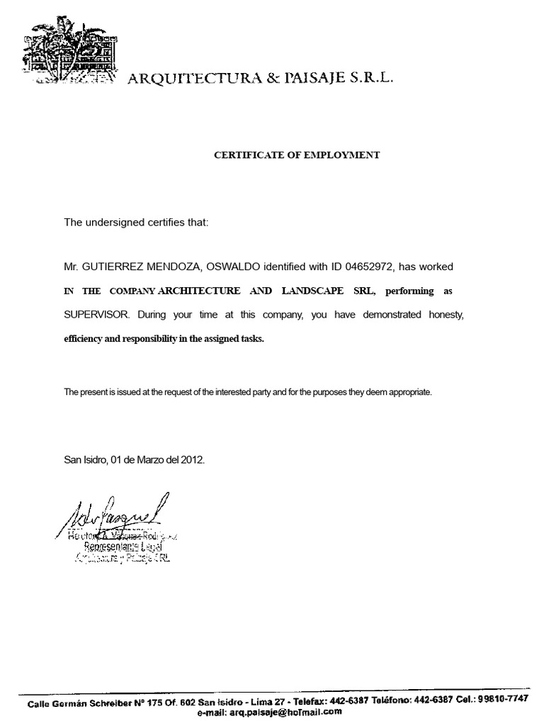 Example of A Work Certificate | PDF
