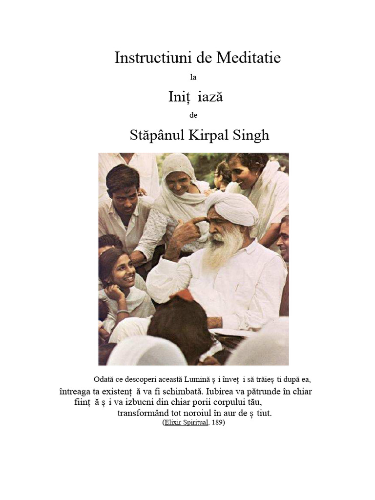 Instruțiuni Pentru Meditație de Kirpal Singh | PDF