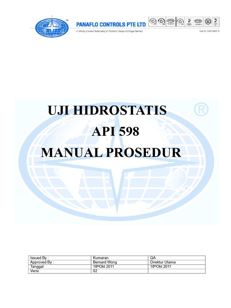 Prosedur Uji Hidrostatik API 598 | PDF