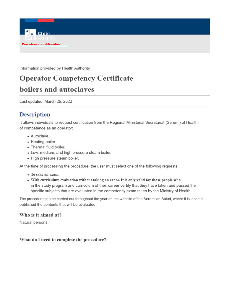 Operator Competency Certificate Guide | PDF