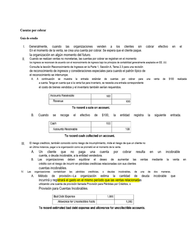 Guía sobre Cuentas por Cobrar y Riesgos | PDF | Industrias de servicio ...