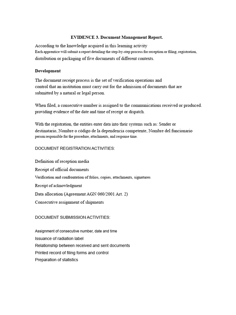 Document Management Process Report | PDF | Mail