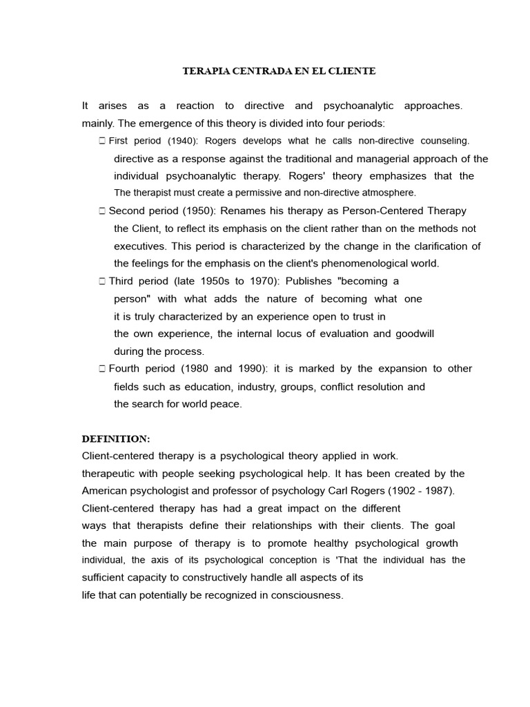 ClientCentered Therapy PDF Psychotherapy Experience