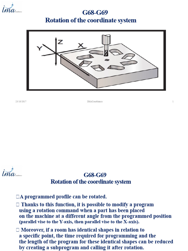 G68-G69 Coordinate System Rotation Guide | PDF | Cartesian Coordinate ...