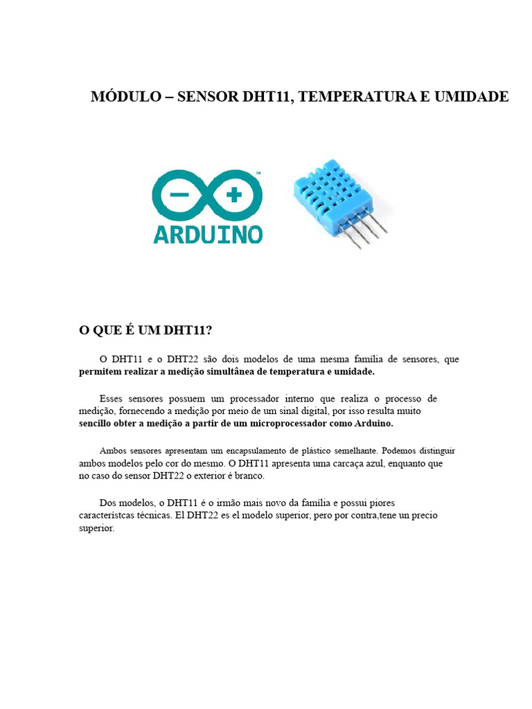 Sensor DHT11: Temperatura e Umidade | PDF | Arduino | Medição
