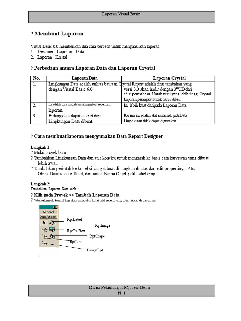 Panduan Lengkap Laporan Visual Basic | PDF