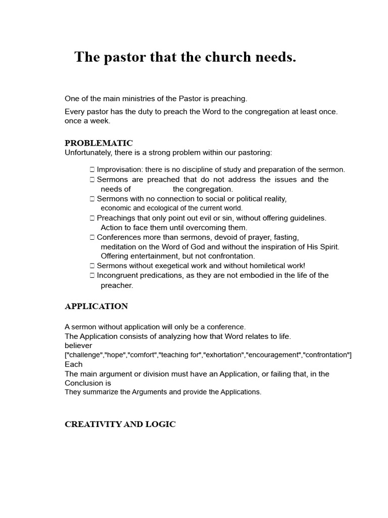 Essential Qualities of an Effective Pastor | PDF | Sermon | Pastor