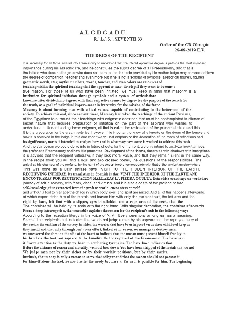 Understanding the Recipient's Suit in Freemasonry | PDF | Freemasonry