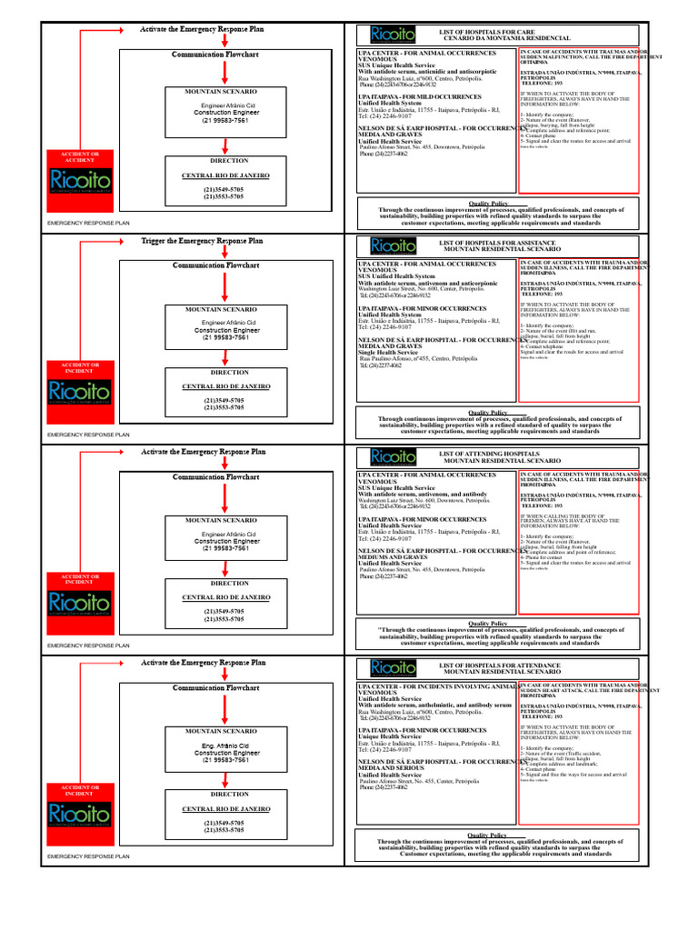 Emergency Response Plan for Accidents | PDF | Safety