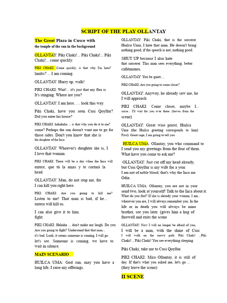 Script of the Play Ollantay | PDF