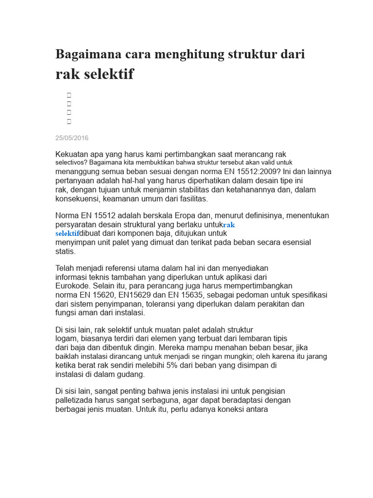 Panduan Desain Rak Selektif Berdasarkan EN 15512 | PDF