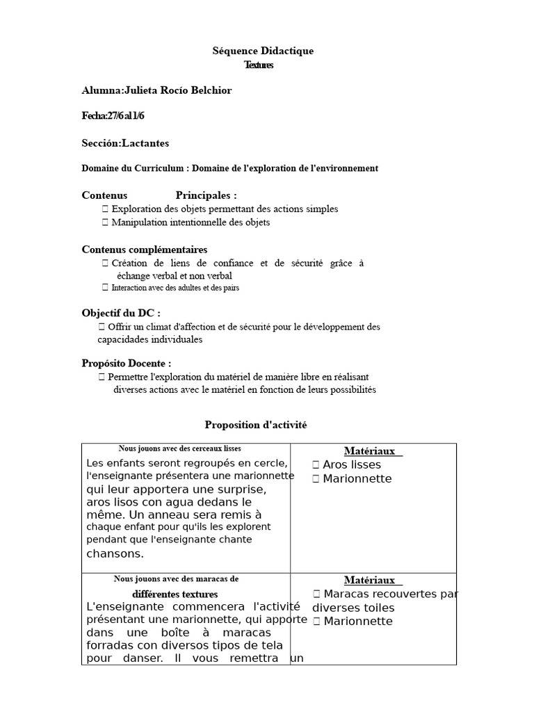 Séquence Maternelle Textures | PDF | Arts du spectacle