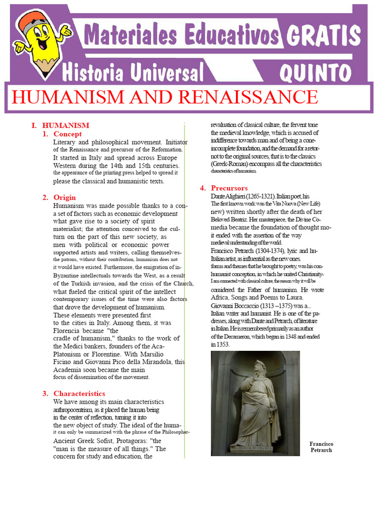 Humanism and Renaissance For Fifth Grade of Secondary School | PDF ...