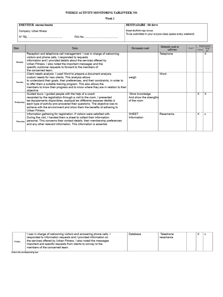 Weekly Activity Monitoring Report | PDF | Information | Computing