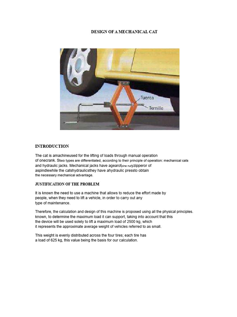 Mechanical Cat Design for Vehicle Lifting | PDF