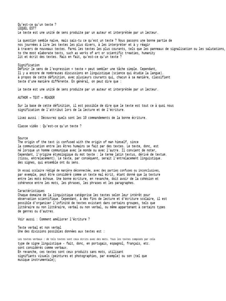 Comprendre le concept de texte | PDF | Linguistique | Romans