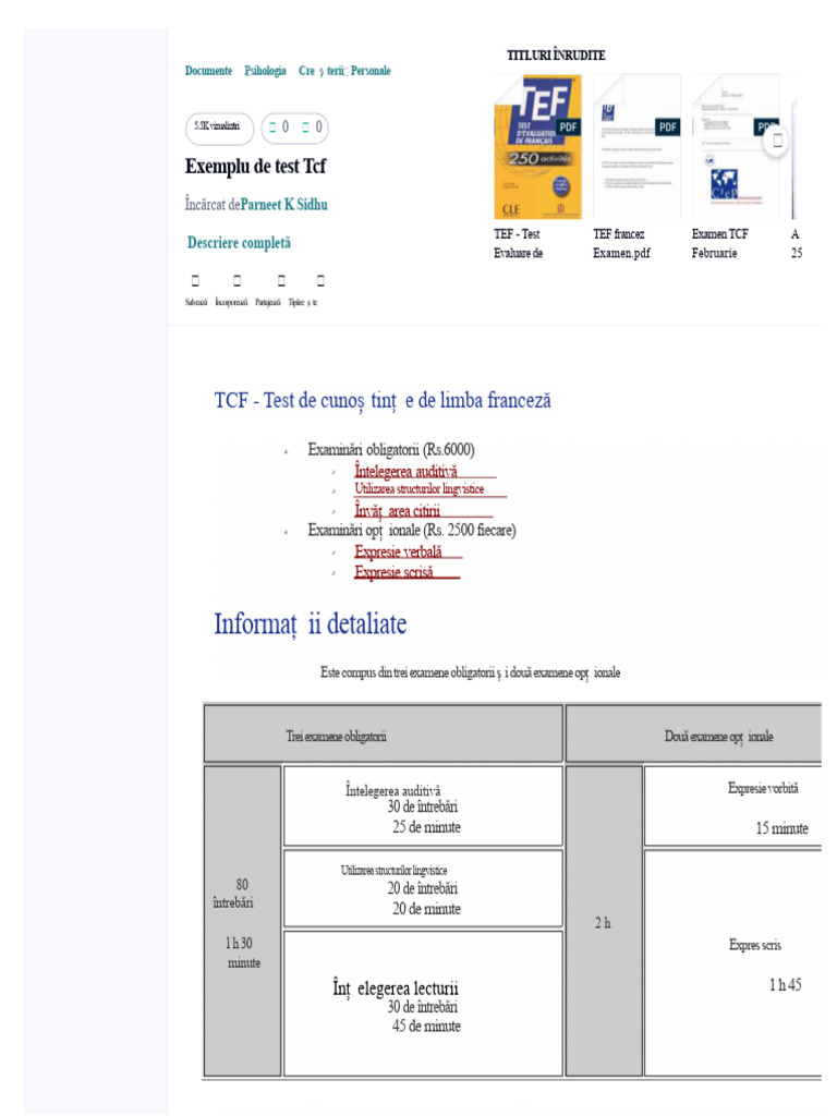 TCF Sample Paper | PDF