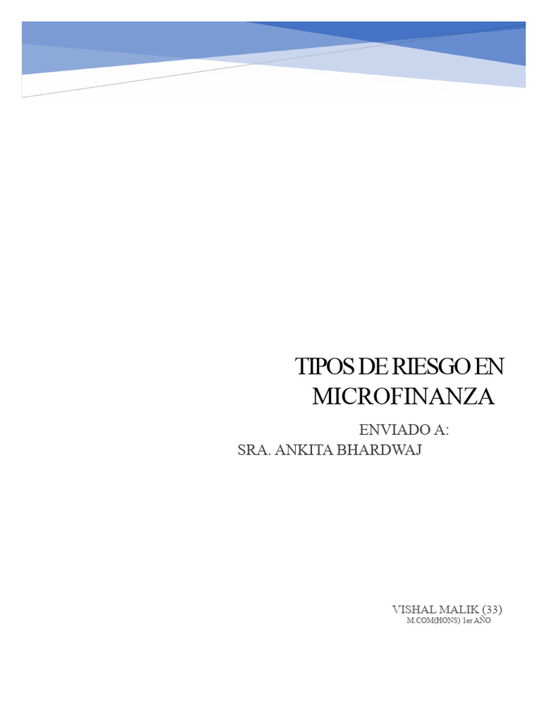 Riesgos en Microfinanzas: Tipos y Desafíos | PDF | Riesgo crediticio ...