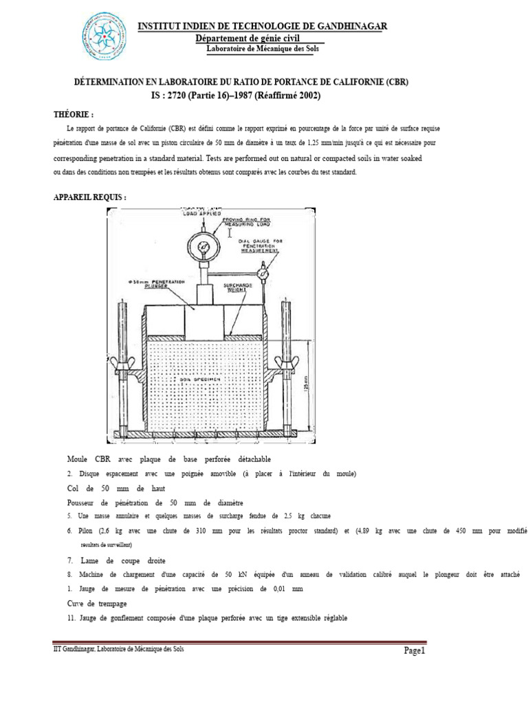 Test de portance CBR en laboratoire | PDF