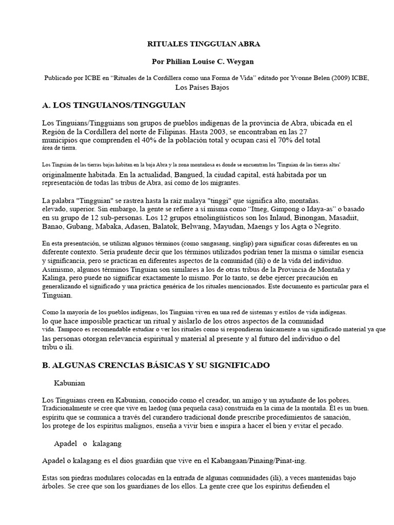 RITUALES TINGGUIAN ABRA - Cultura Filipina | PDF | Rituales | Boda